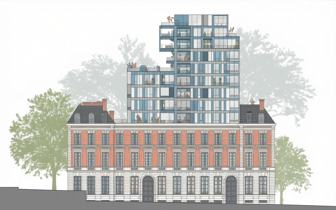 Transformation d'un bâtiment annexe en penthouse moderne