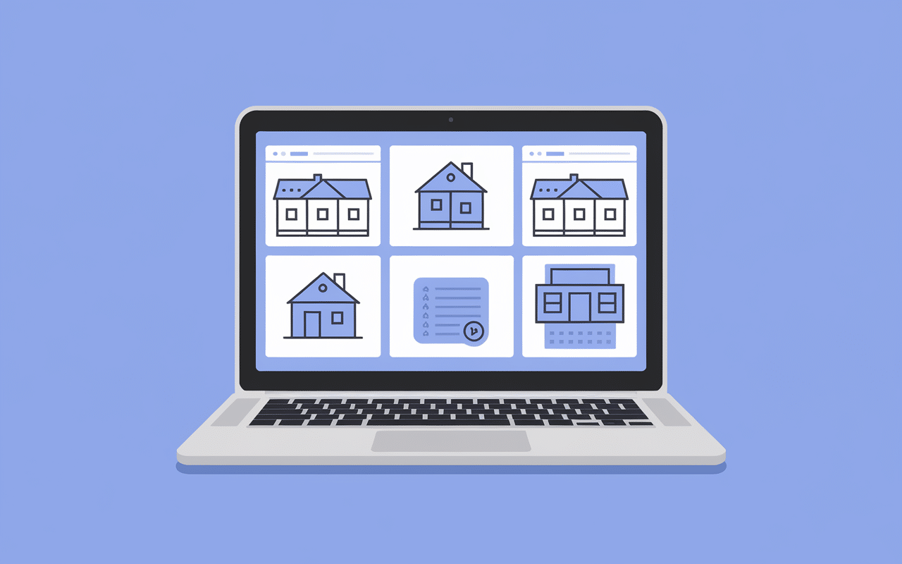 Interface gestion immobilière sur ordinateur portable