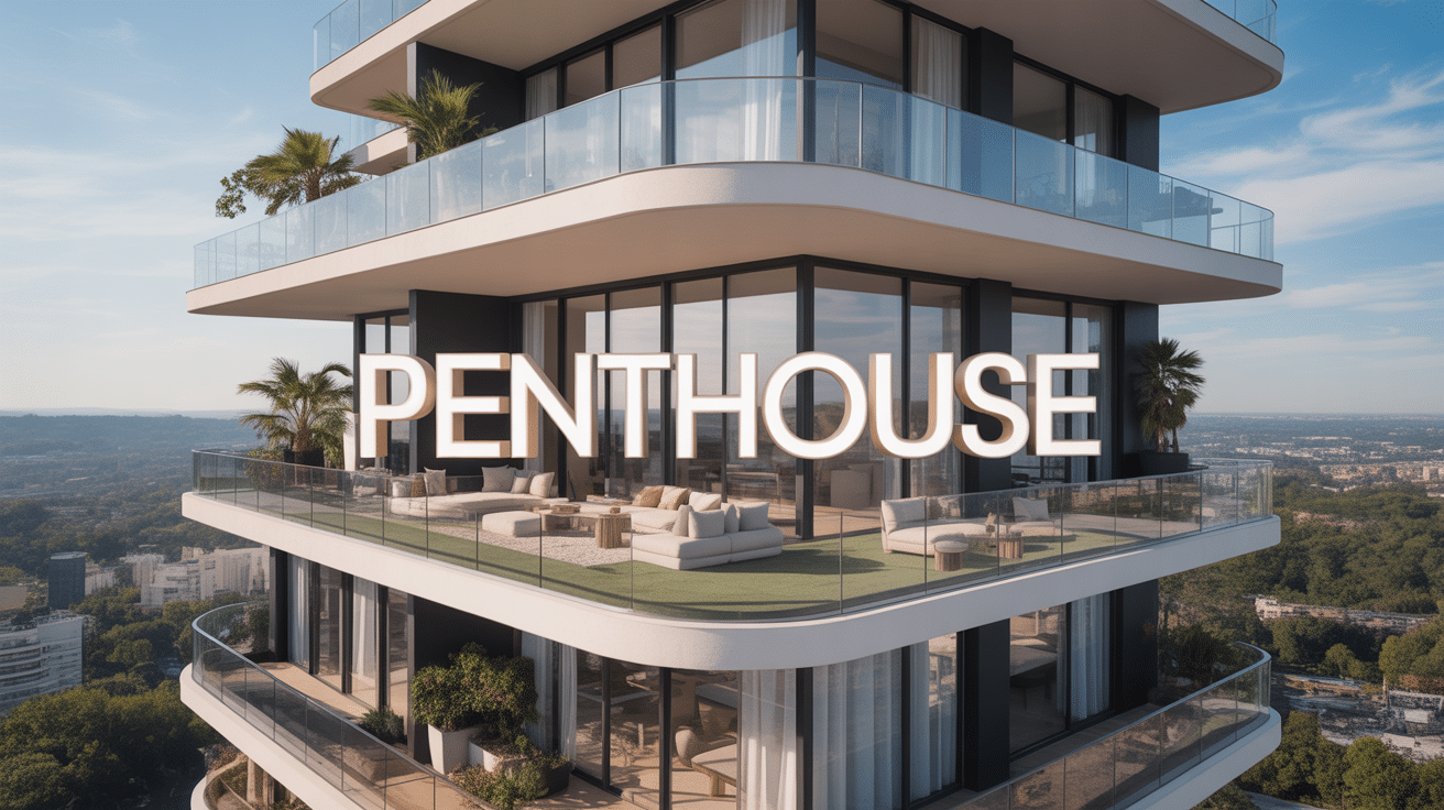 Vue d'un penthouse luxueux avec terrasses panoramiques