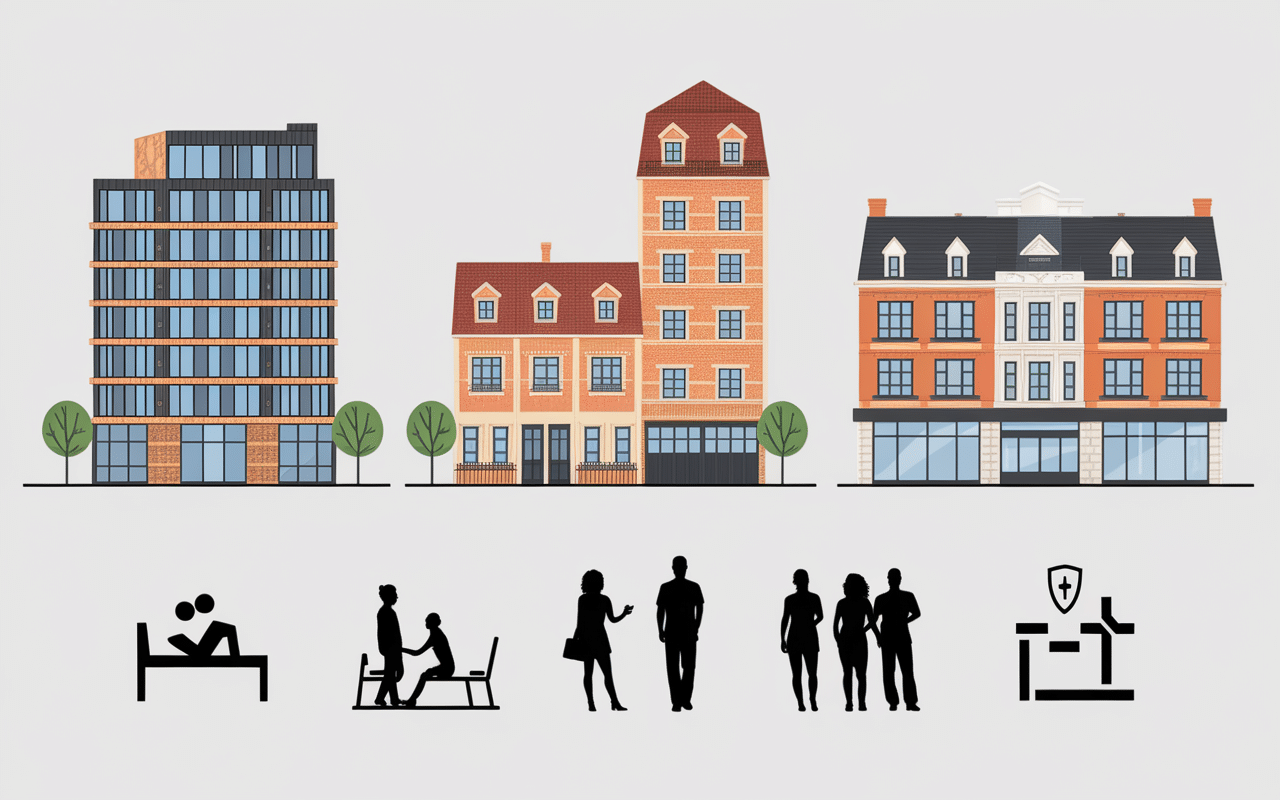 Types de condominiums modernes avec services communs