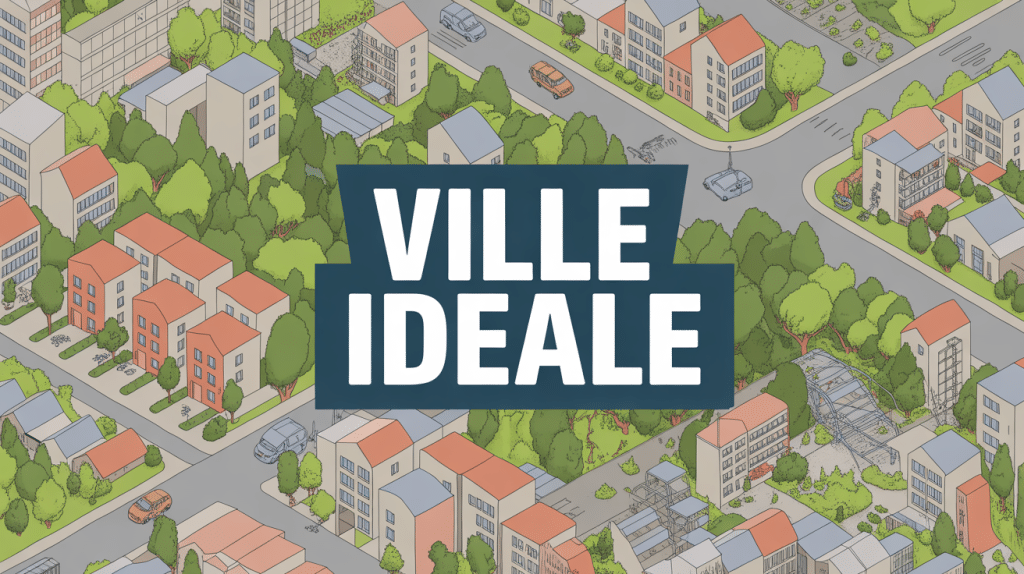Vue aérienne stylisée d'une ville idéale