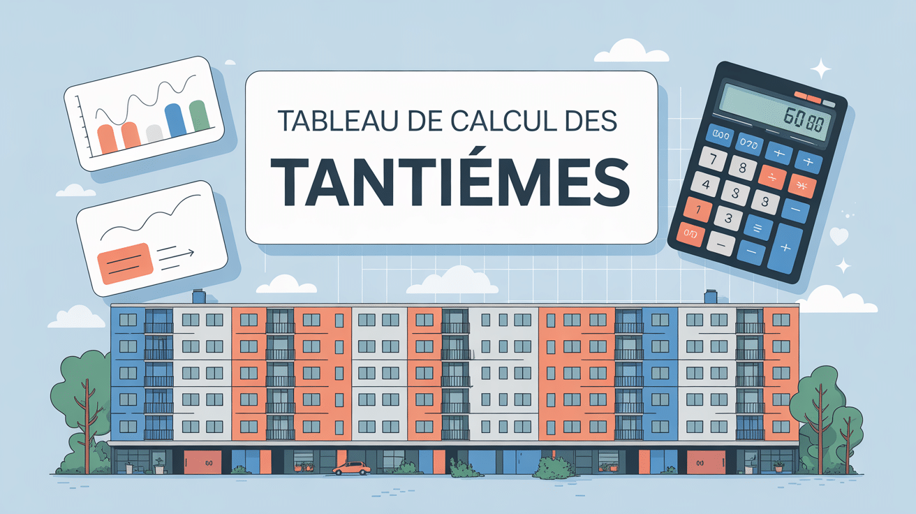illustration tableau calcul tantième copropriété immeuble calculatrice