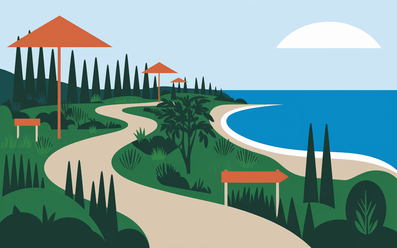 illustration accès plage de tenutella chemin parking