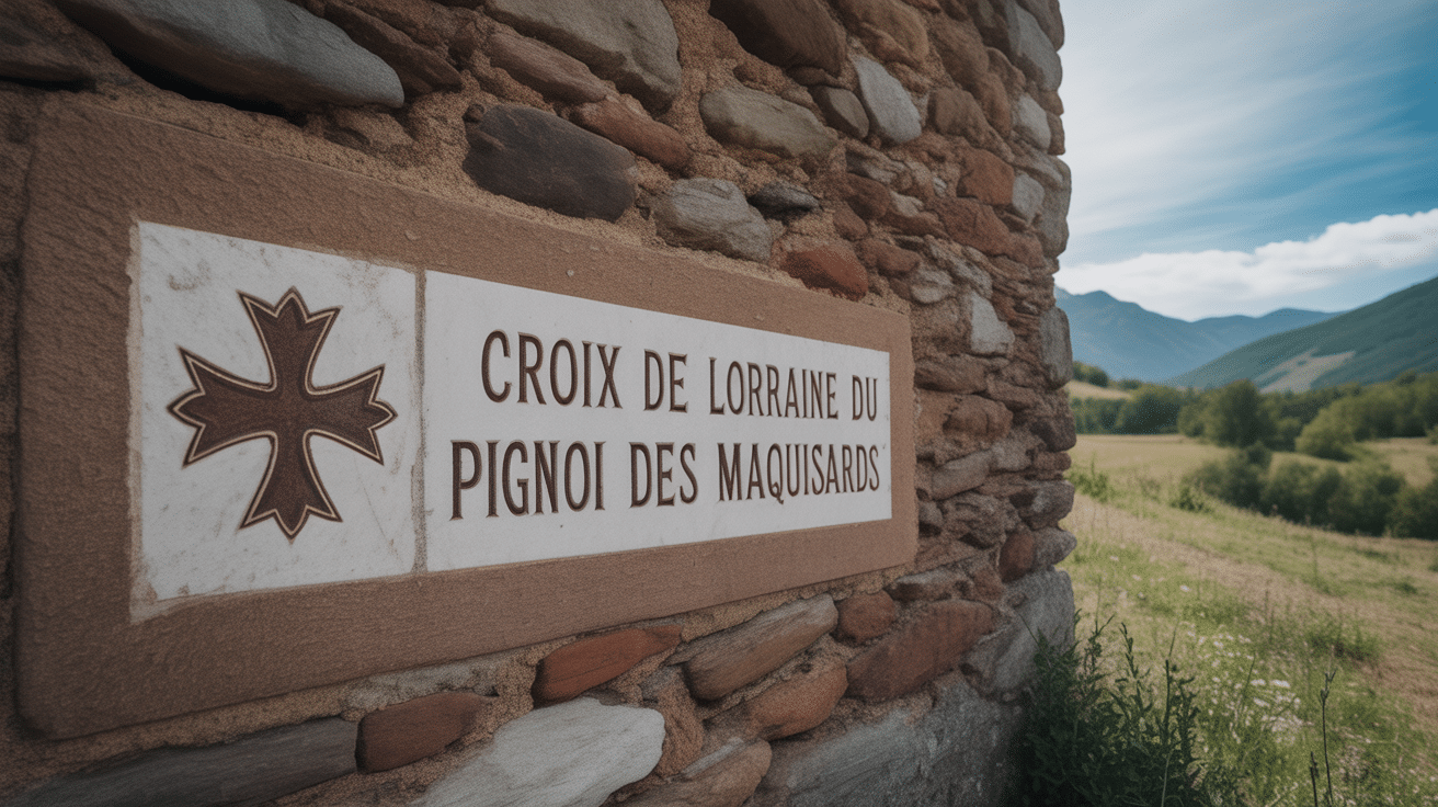 croix de lorraine du pignon des maquisards sur ancien mur de ferme
