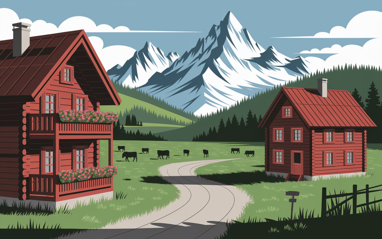 Village Gimmelwald traditionnel chalets fleurs montagnes