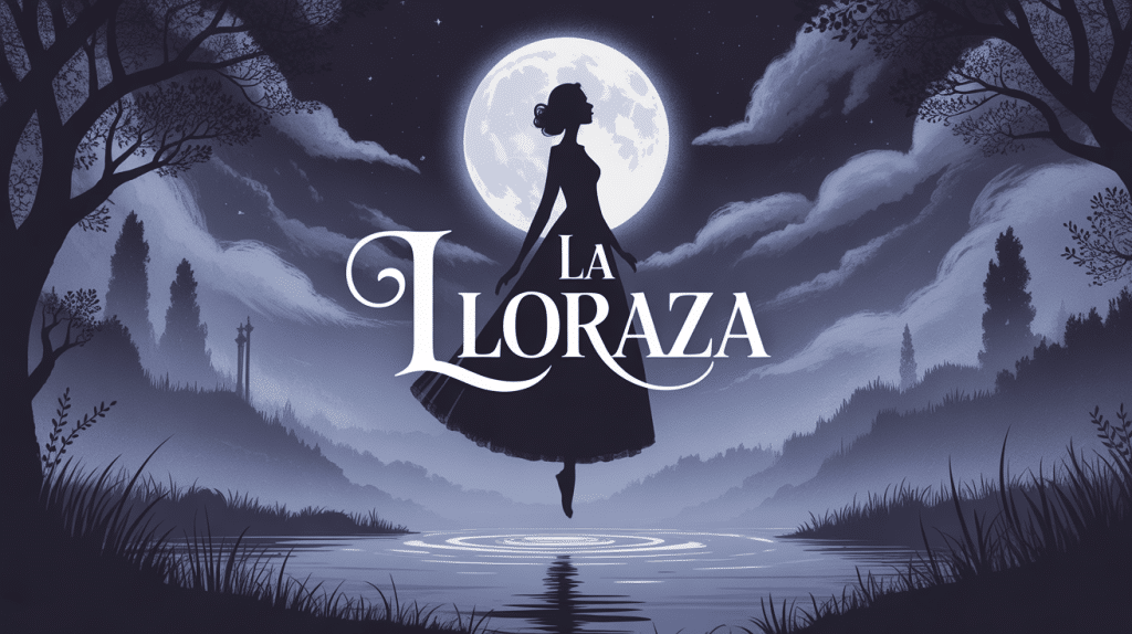 Silhouette mystérieuse la lloraza robe blanche près rivière nocturne