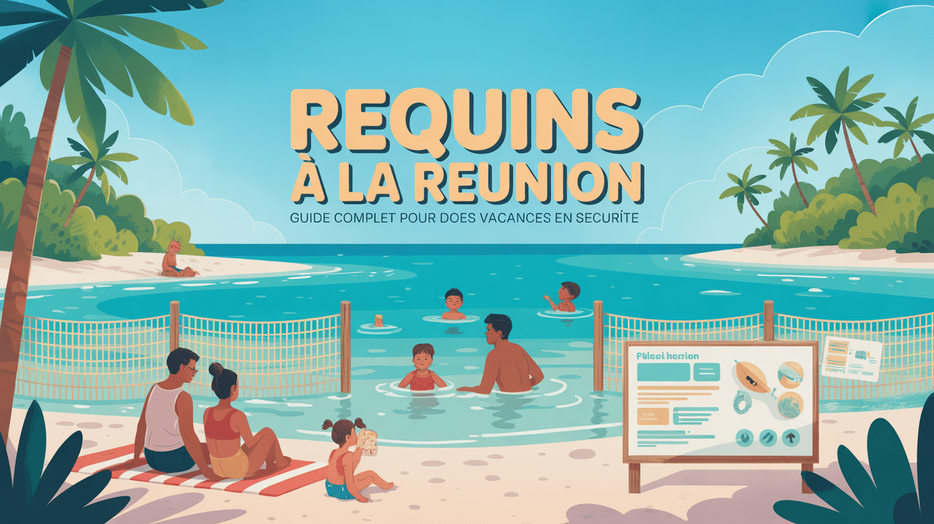 plage réunion requin lagon famille en baignade