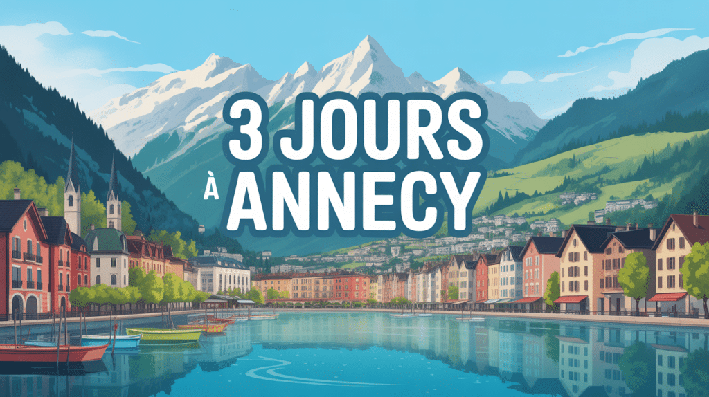 que faire à annecy en 3 jours illustration panoramique lac et ville