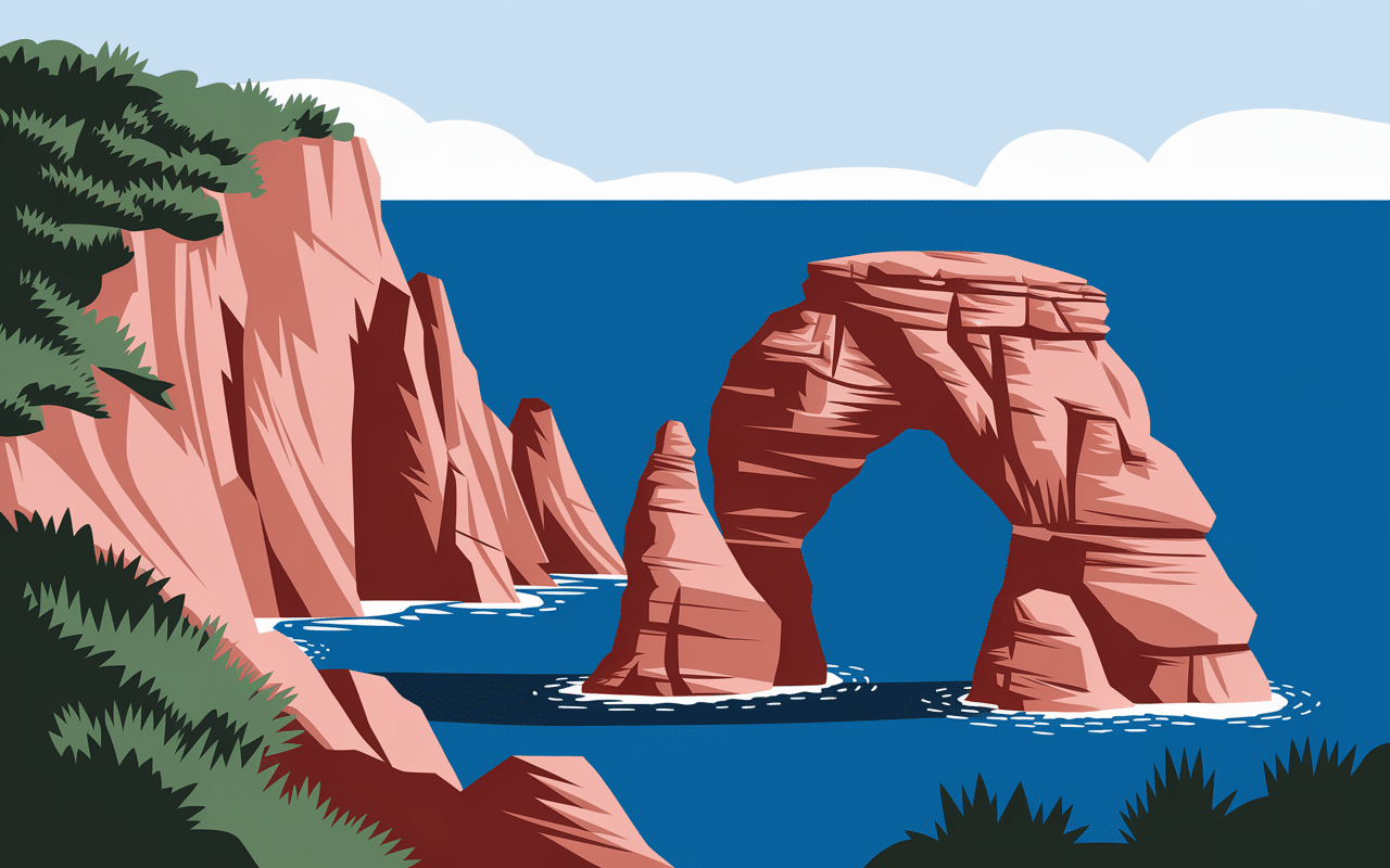 Arche naturelle trou de David granit rouge Corse