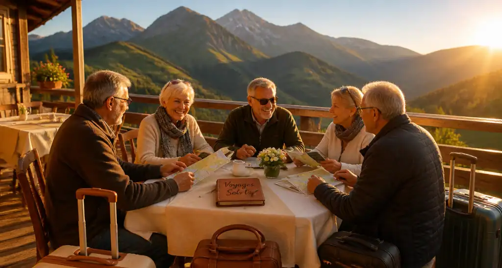 voyages organisés pour personnes seules 60 ans seniors terrasse montagne
