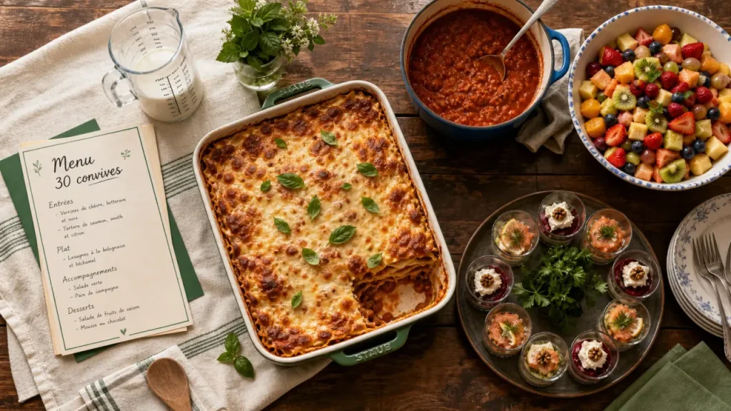 Buffet ou repas assis, quantités et menu : organiser un repas pour 30 personnes sans stress