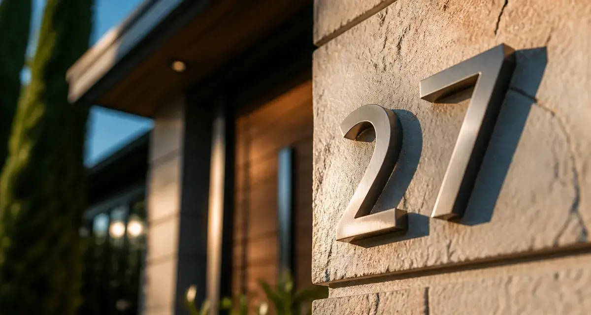 numero de maison design en inox brossé sur façade contemporaine